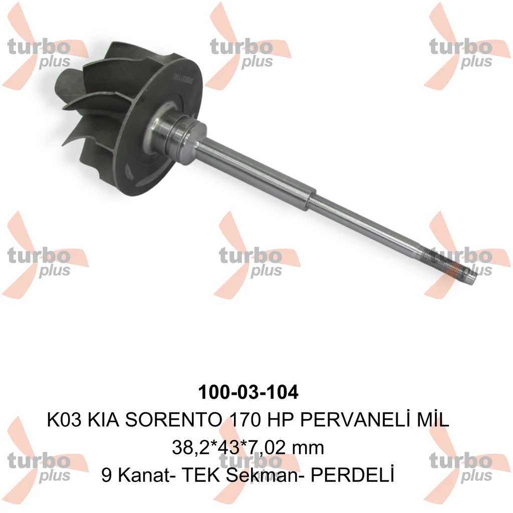 Turbo Plus | K03 KIA SORENTO 170 HP PERVANELİ MİL